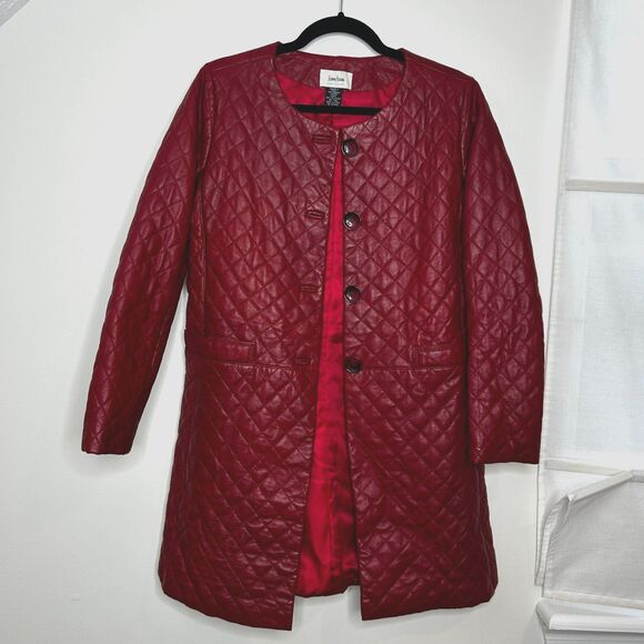 Neiman Marcus Vintage Red Quilted 100% Leather Jacket Women's size Small - Picture 1 of 6